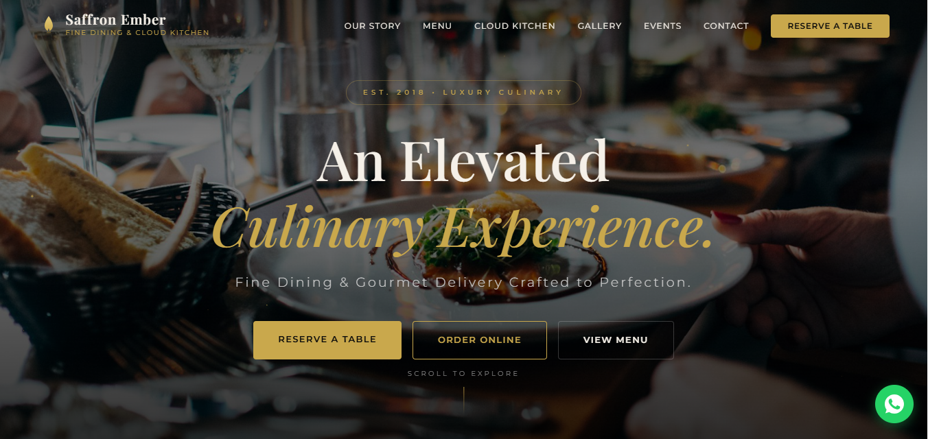 Saffron Ember restaurant website