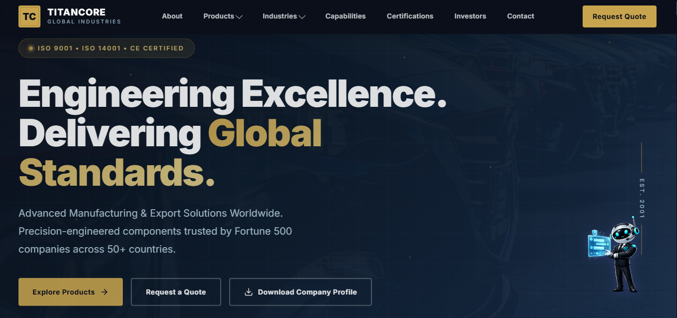 TitanCore Global industrial website